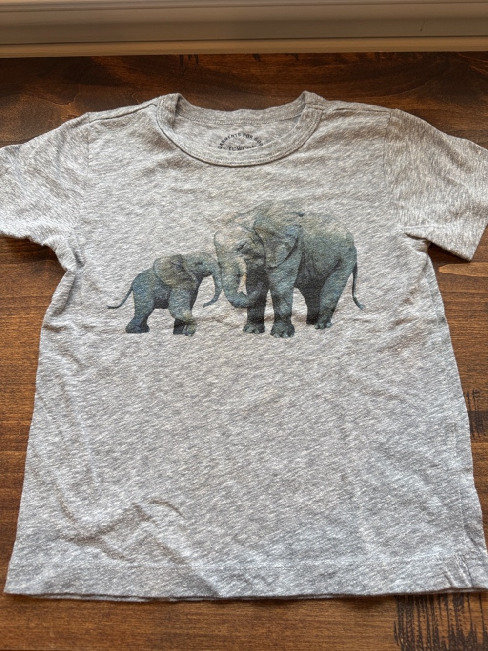 Crewcuts Heather Gray Tee with Elephant Family Graphic